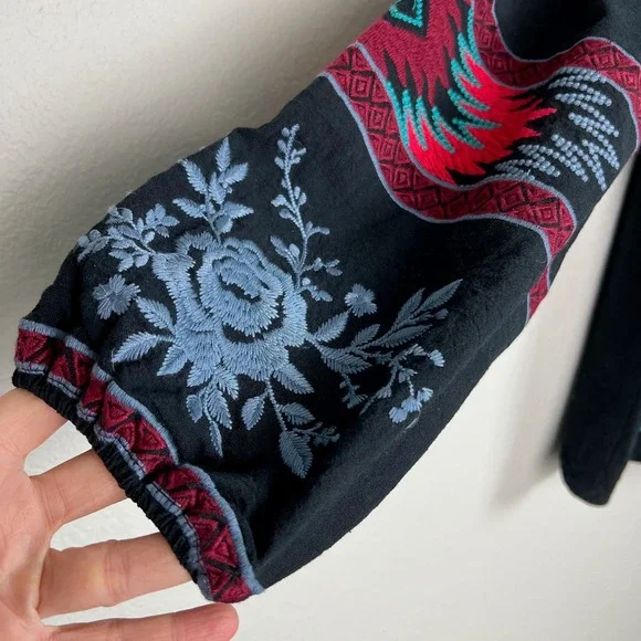 Savanna Jane Women's Embroidered Floral Boho Long Sleeve Top Large - Picture 5 of 10
